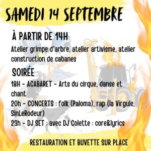 Samedi 14 septembre. Programme