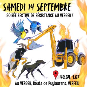 Samedi 14 septembre. Soirée festive de résistance au Verger !